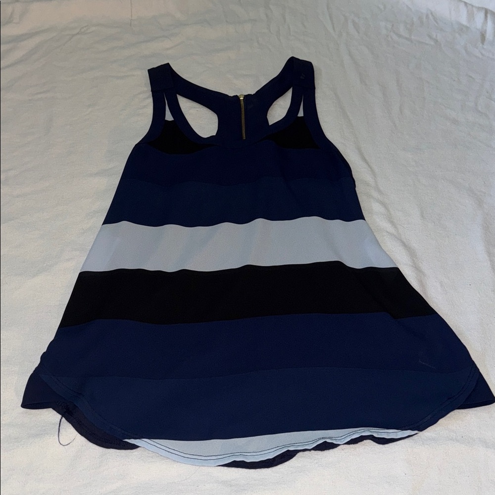 Express Navy and Black Zippered Top/ Blue and light blue stripe